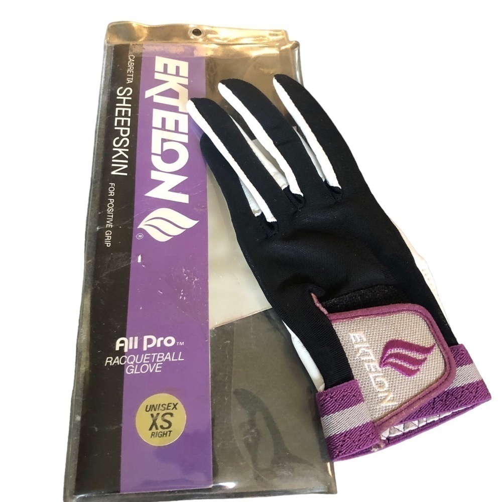 EKTELON Cabretta Sheepskin All Pro Racquetball Glove XS Right Hand Black White